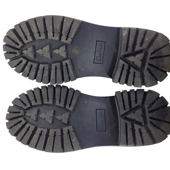 Skechers Black Faux Leather Memory Foam Chunky Loafers Womens Size 7 90s Retro - Picture 6 of 9